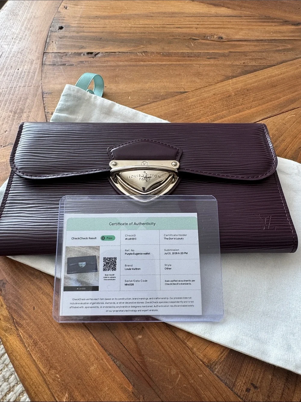 Louis Vuitton Deep Plum Epi Leather Clasp Wallet